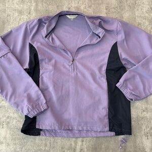 Lavender golf jacket windbreaker quarter zip off sleeves preppy sportswear M